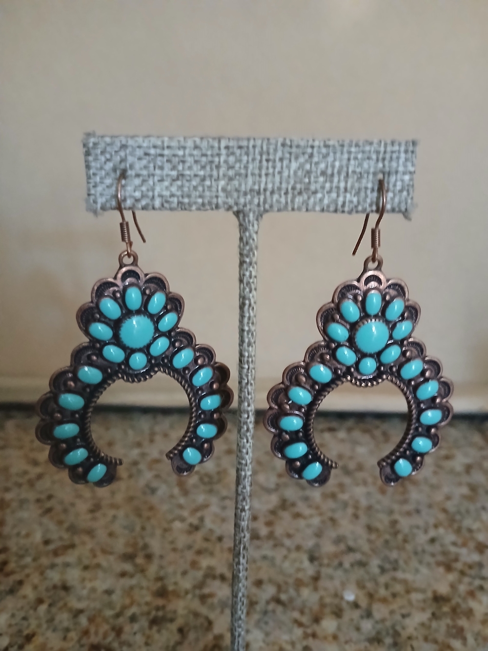Turquoise Teardrop Copper-Accent Dangle Earrings - Women Jewelry